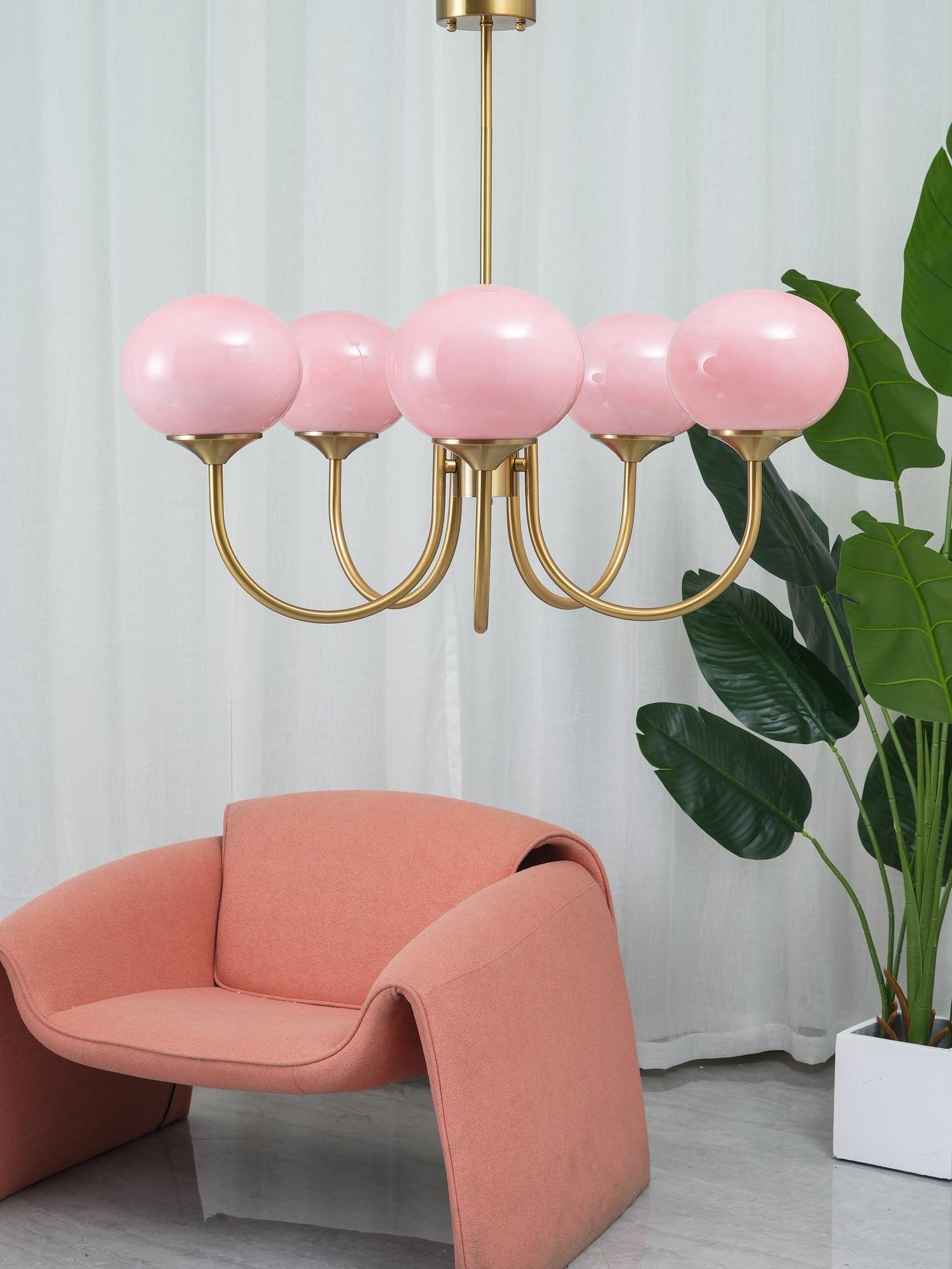 Marshmallow Chandelier, Hand-Sprayed Glass Shades, E26, 3 or 5 Light