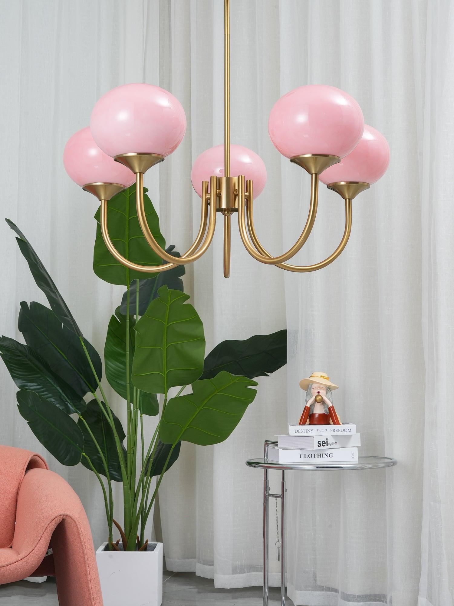 Marshmallow Chandelier, Hand-Sprayed Glass Shades, E26, 3 or 5 Light