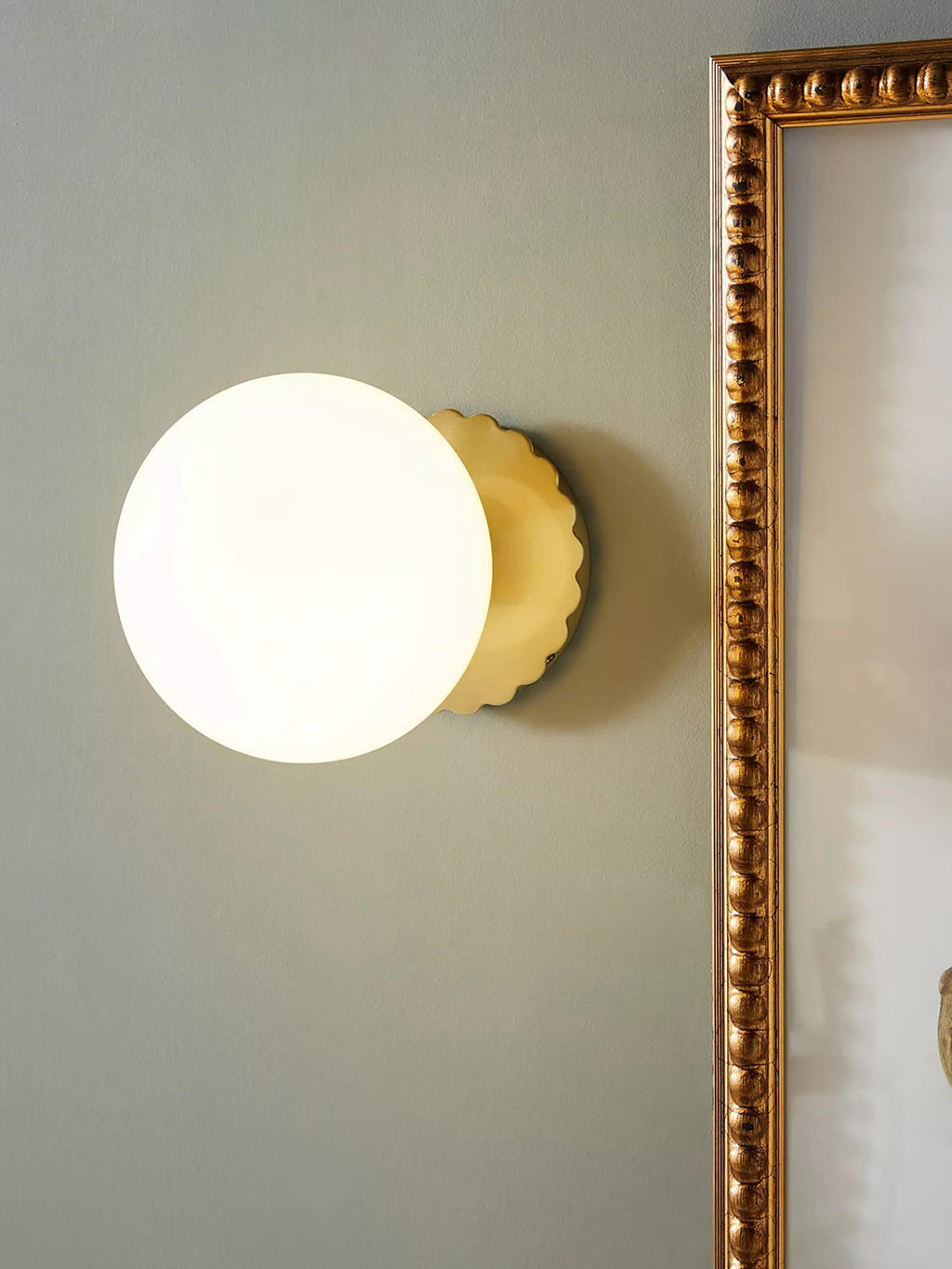 Væglampe, skumfidusfarvet glas, guld eller krom, E26/E27, konvertibel