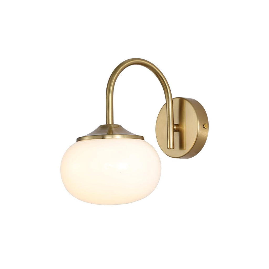 Front view of this Clérachic wall light in copper and white glass, unlit, on a plain white background.