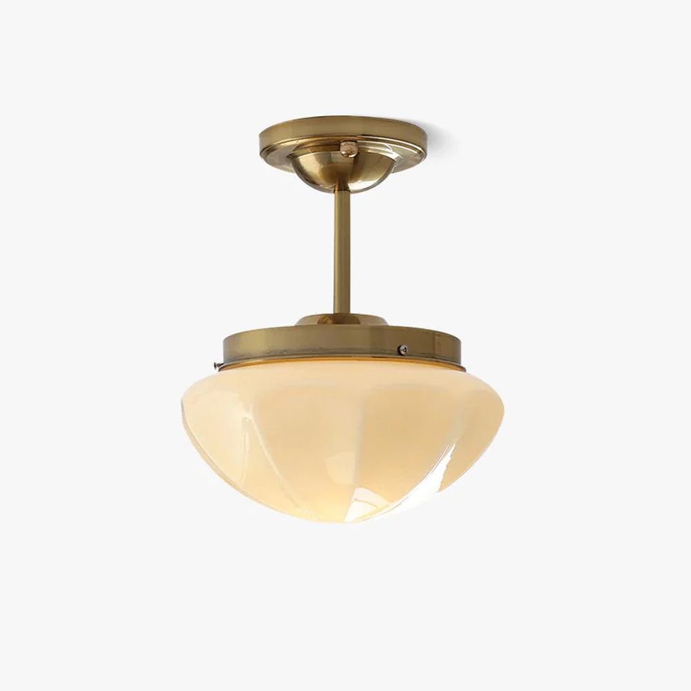 Art Deco mini ceiling light with warm light through glass