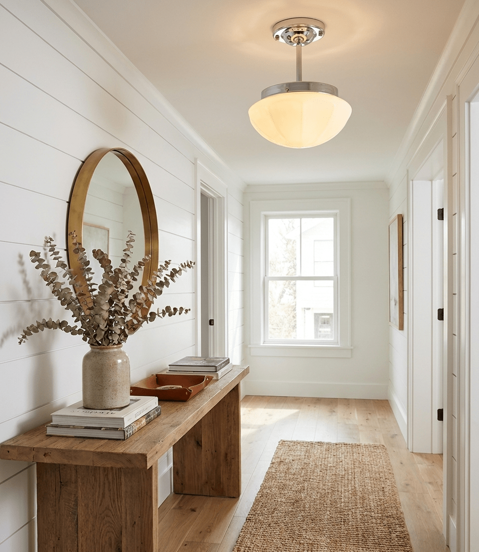 Marta ceiling light shown from the side with glass shade