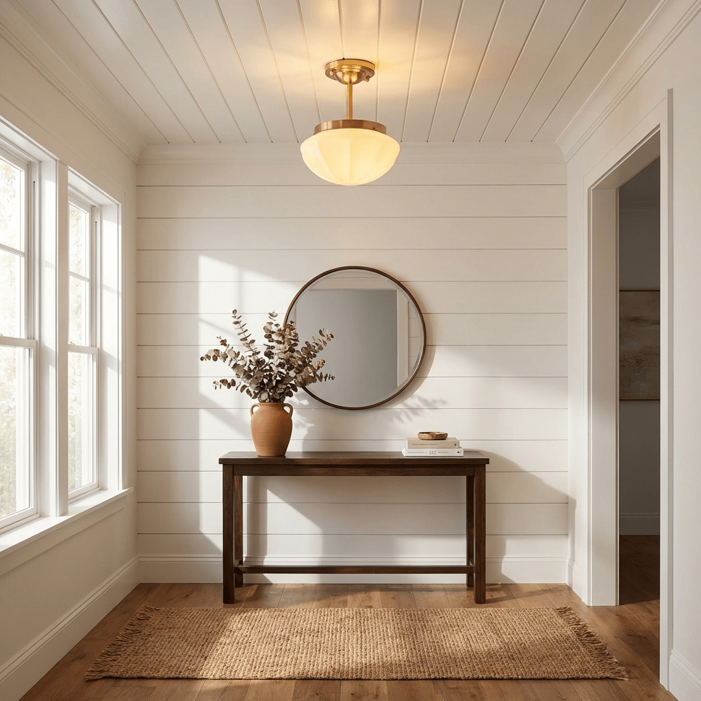 Art Deco mini ceiling light detail with rounded glass shade