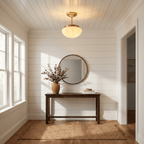 Art Deco mini ceiling light detail with rounded glass shade