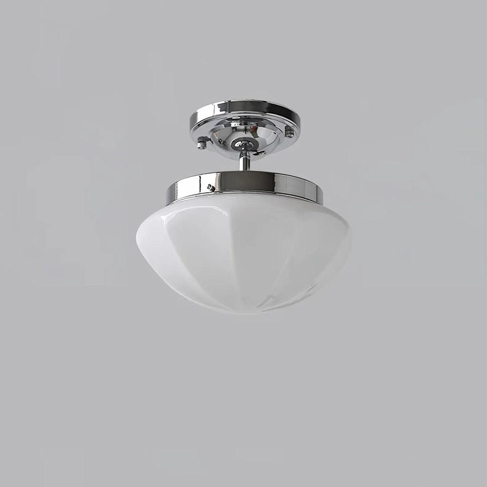 Art Deco mini pendant light with metal frame and glass shade
