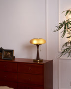 Table Lamp, Matsutake Mushroom Glass Shade, Amber or White, G9 Plug-In