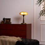 Table Lamp, Matsutake Mushroom Glass Shade, Amber or White, G9 Plug-In