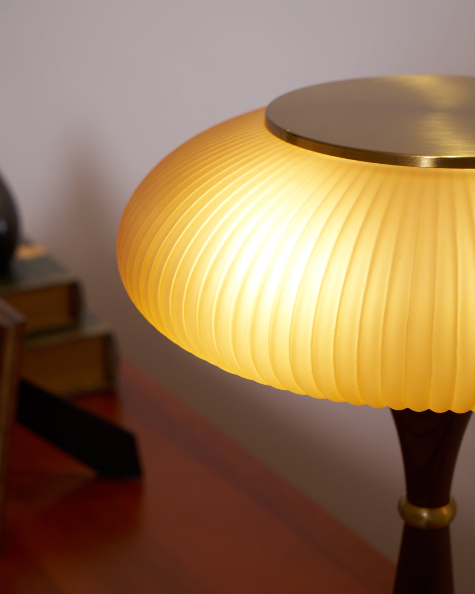 Table Lamp, Matsutake Mushroom Glass Shade, Amber or White, G9 Plug-In
