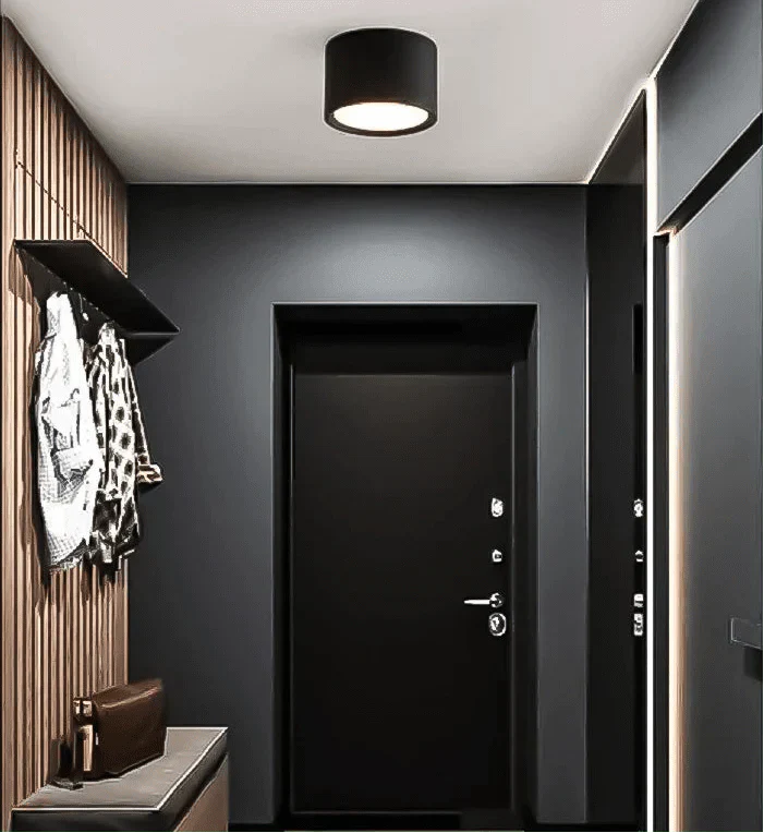 12-Inch Matte Iron Ceiling Light, Cylindrical Flush-Mount Fixture