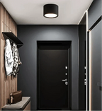 12-Inch Matte Iron Ceiling Light, Cylindrical Flush-Mount Fixture