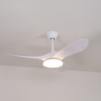 Ceiling fan light with wooden blades casting soft overhead light