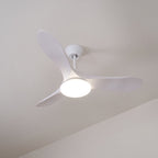 Solid wood ceiling fan light shown in a styled home interior