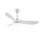 Ceiling fan light with natural wood blades and slim metal body