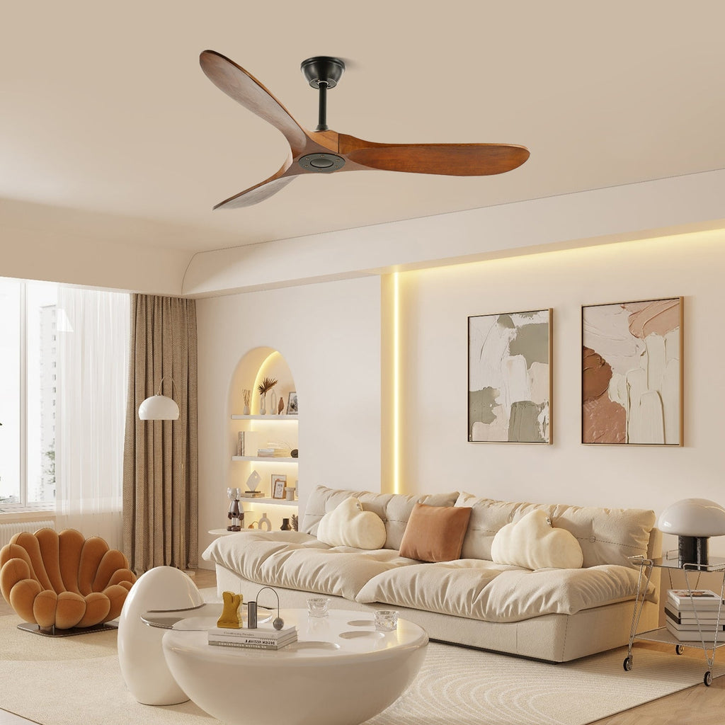Aero Breeze Ceiling Fan With Wooden Propeller Blades, DC Motor, 42 or 52 Inch
