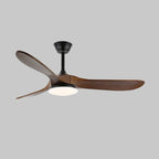 Solid wood blade ceiling fan with central LED light panel