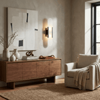 Elongated alabaster wall lamp with warm diffused light