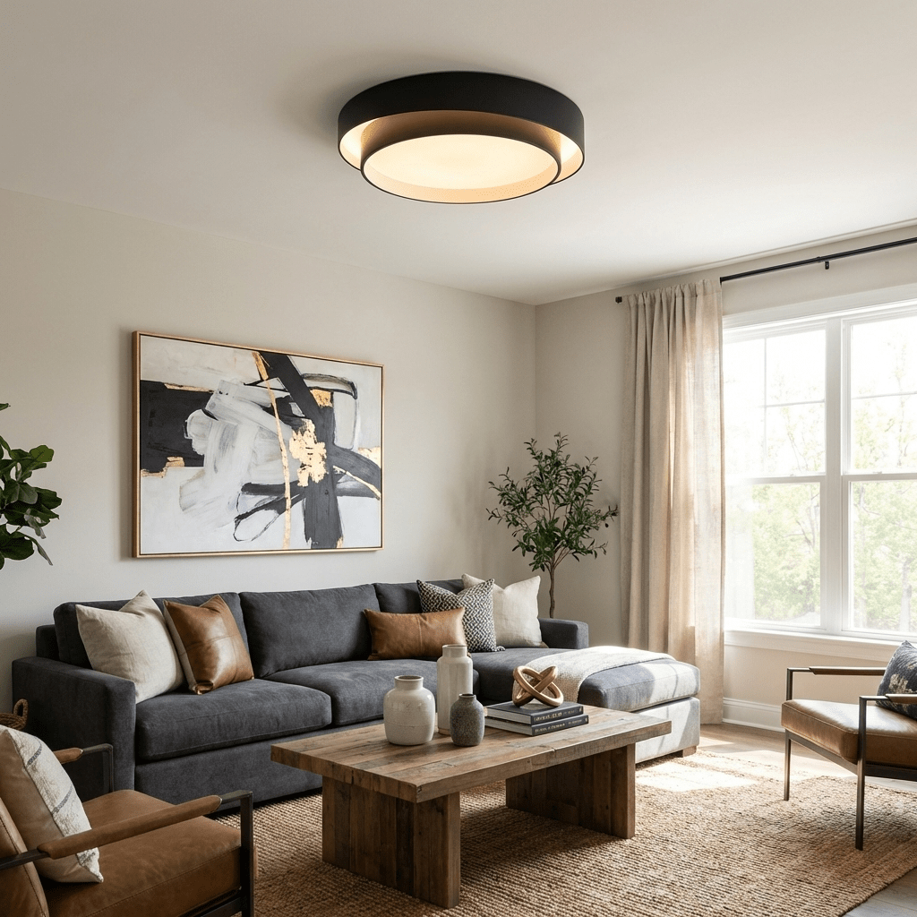 Cylinder ceiling light finish options shown together