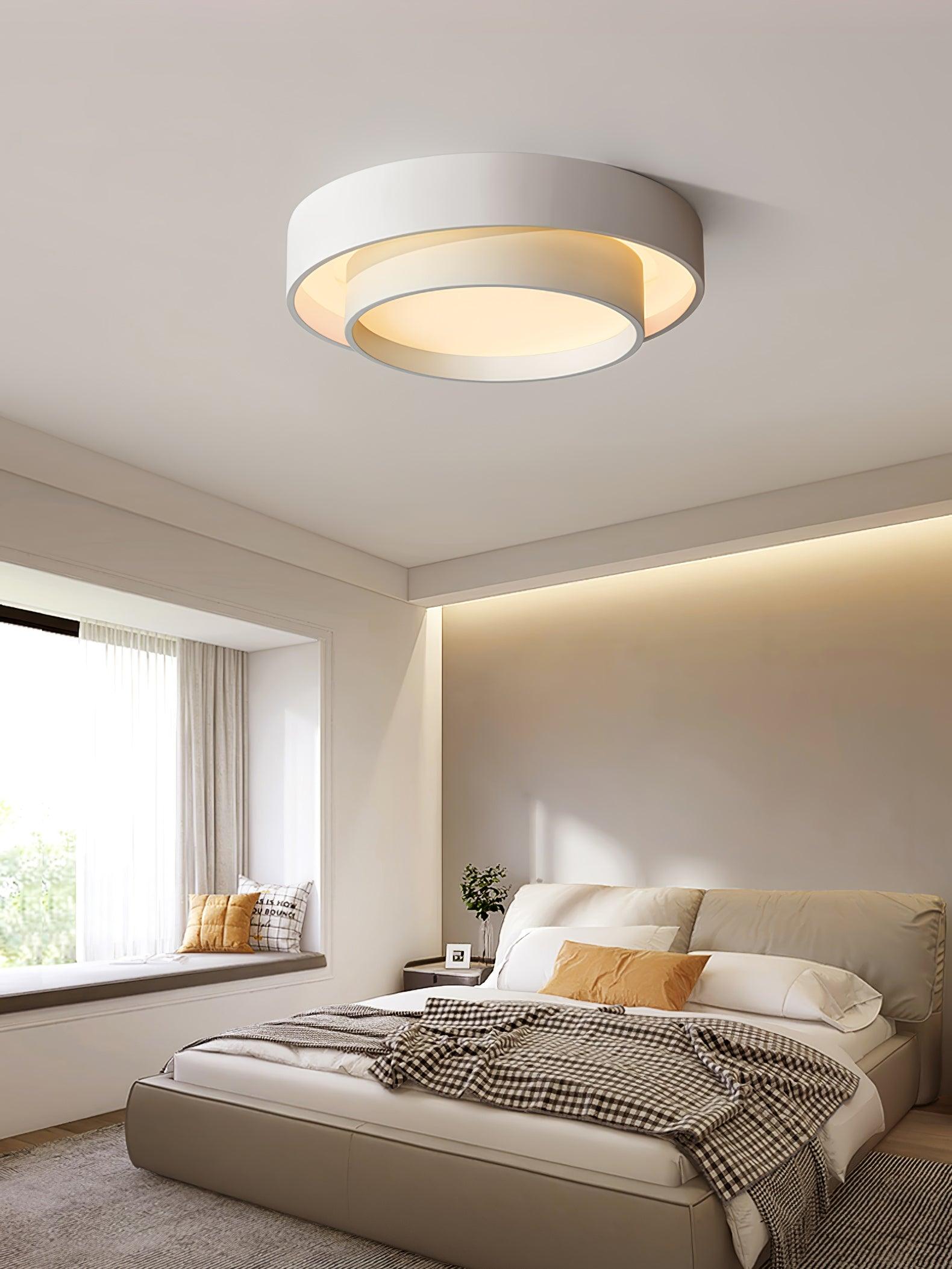 Grey cylinder ceiling light mounted flush overhead
