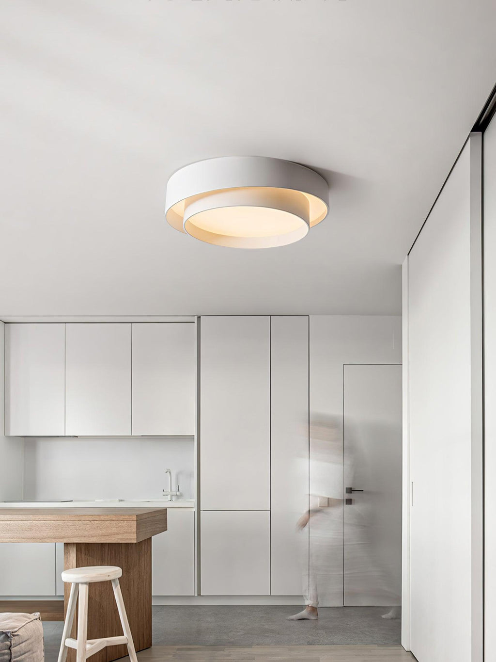 Cylinder ceiling light with smooth rounded shade