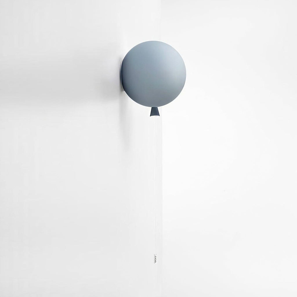 Frosted gray balloon wall sconce with hanging pull cord