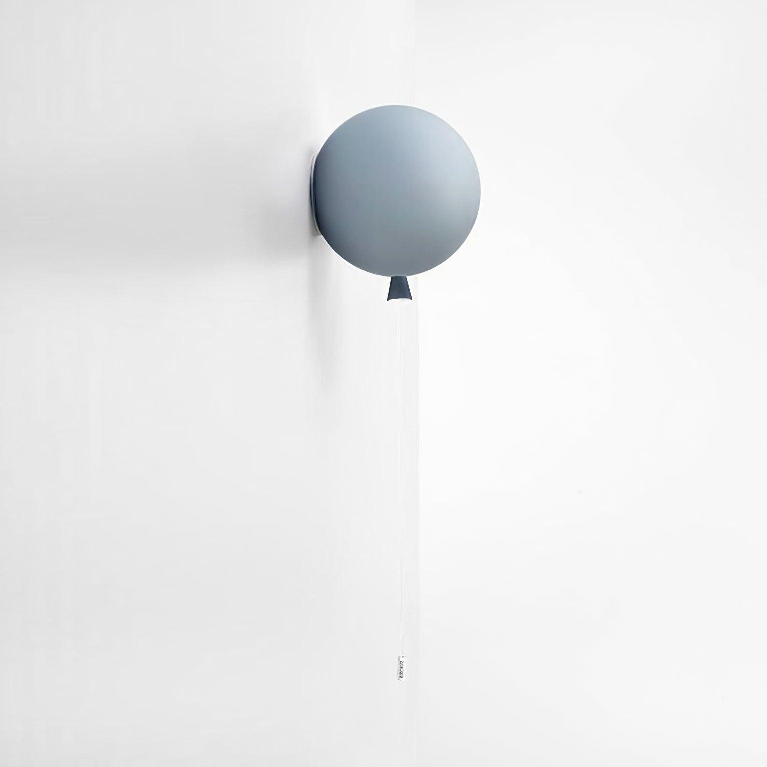 Frosted gray balloon wall sconce with hanging pull cord