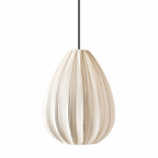 This Clérachic pendant's egg-shaped pleated shade tapers to a point, shown against a plain white background.
