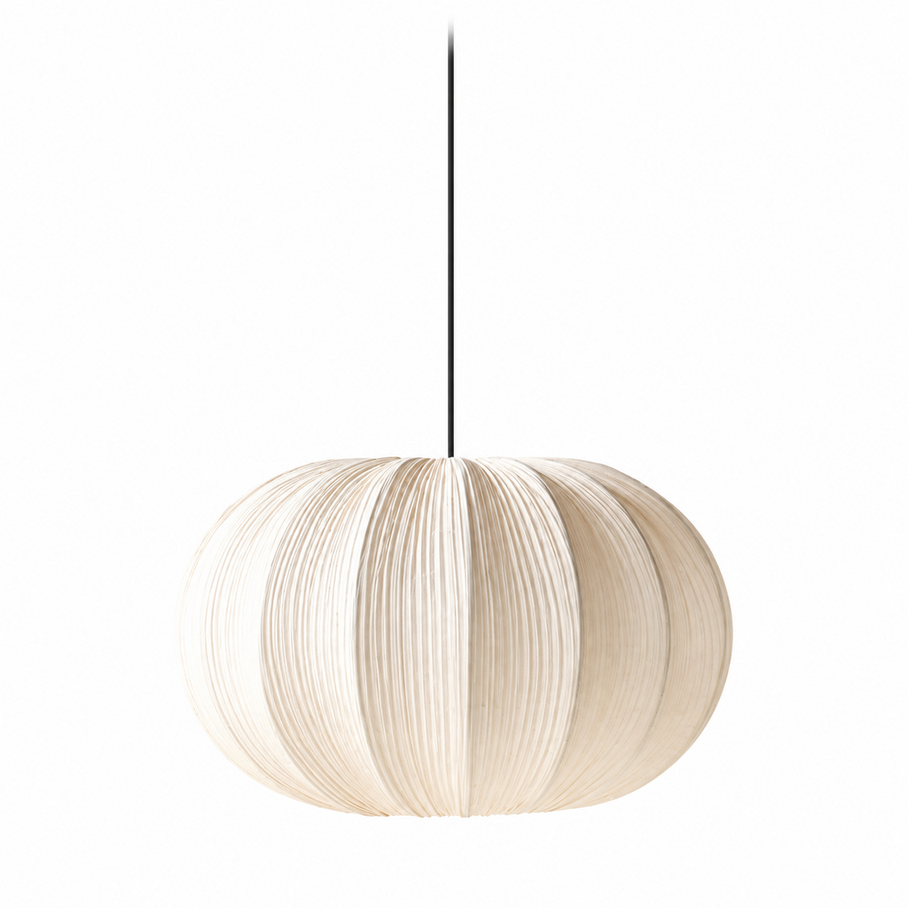 Fine pleats meet at the crown of this Clérachic pendant's round shade, shown against a plain white background.