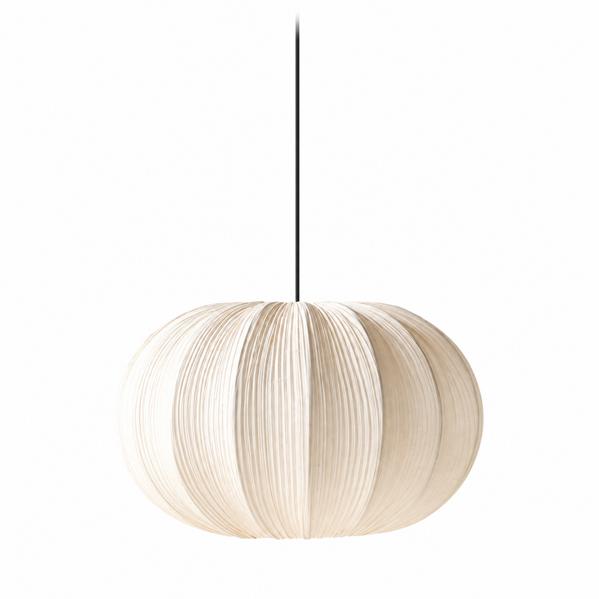 Fine pleats meet at the crown of this Clérachic pendant's round shade, shown against a plain white background.
