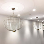 Suspension en fil métallique, sphère en acier superposée, LED intégrée, chrome ou or