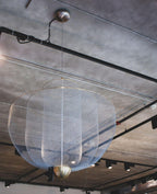 Suspension en fil métallique, sphère en acier superposée, LED intégrée, chrome ou or