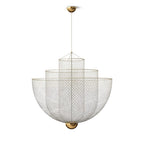 Suspension en fil métallique, sphère en acier superposée, LED intégrée, chrome ou or