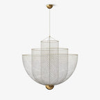 Suspension en fil métallique, sphère en acier superposée, LED intégrée, chrome ou or