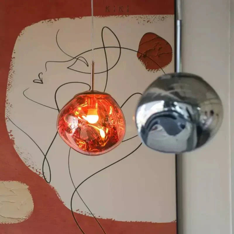 Suspension sphérique en métal irrégulier, interrupteur à bouton-poussoir, 12 pouces