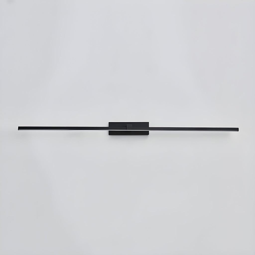Black linear LED wall light against a dark backdrop