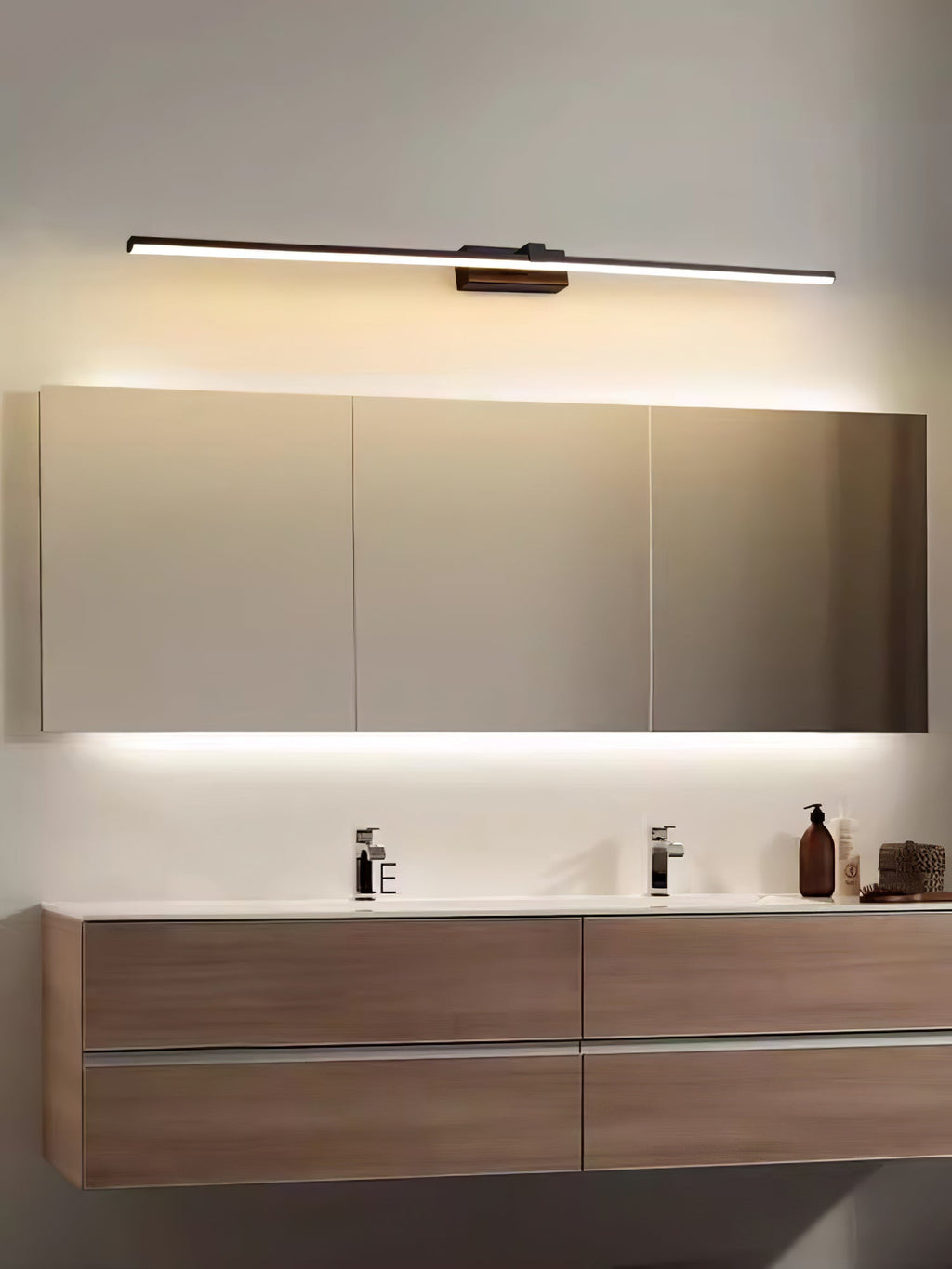 Linear Wall Light, Slim Metal LED Bar, Black, Dimmable, for Mirror or Vanity