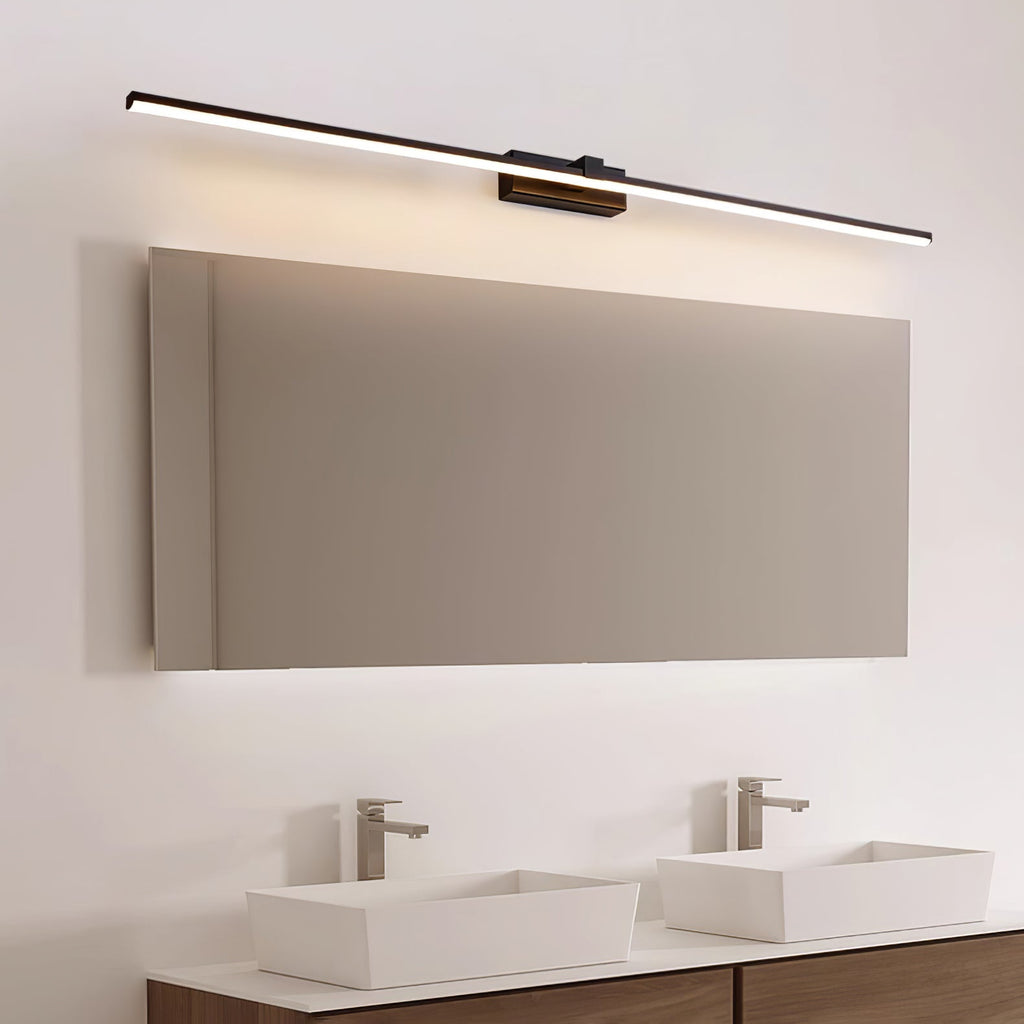 Linear wall light shown lit in a contemporary interior
