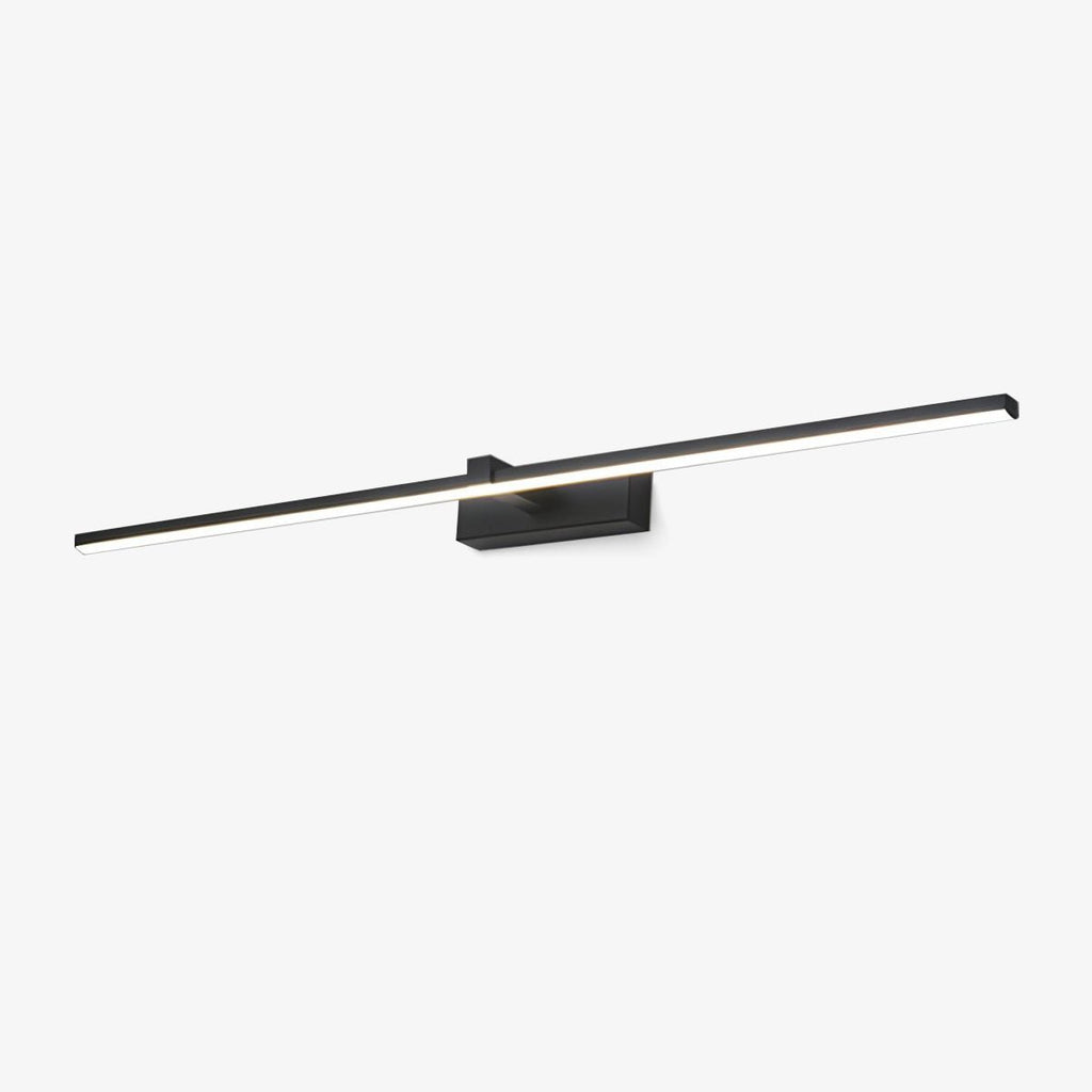 Linear wall light close detail of the black metal body