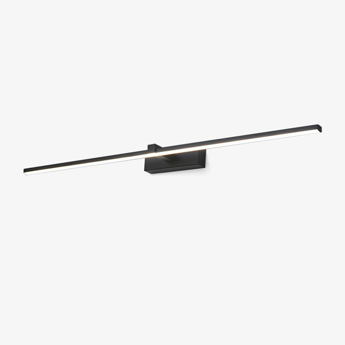 Linear wall light close detail of the black metal body