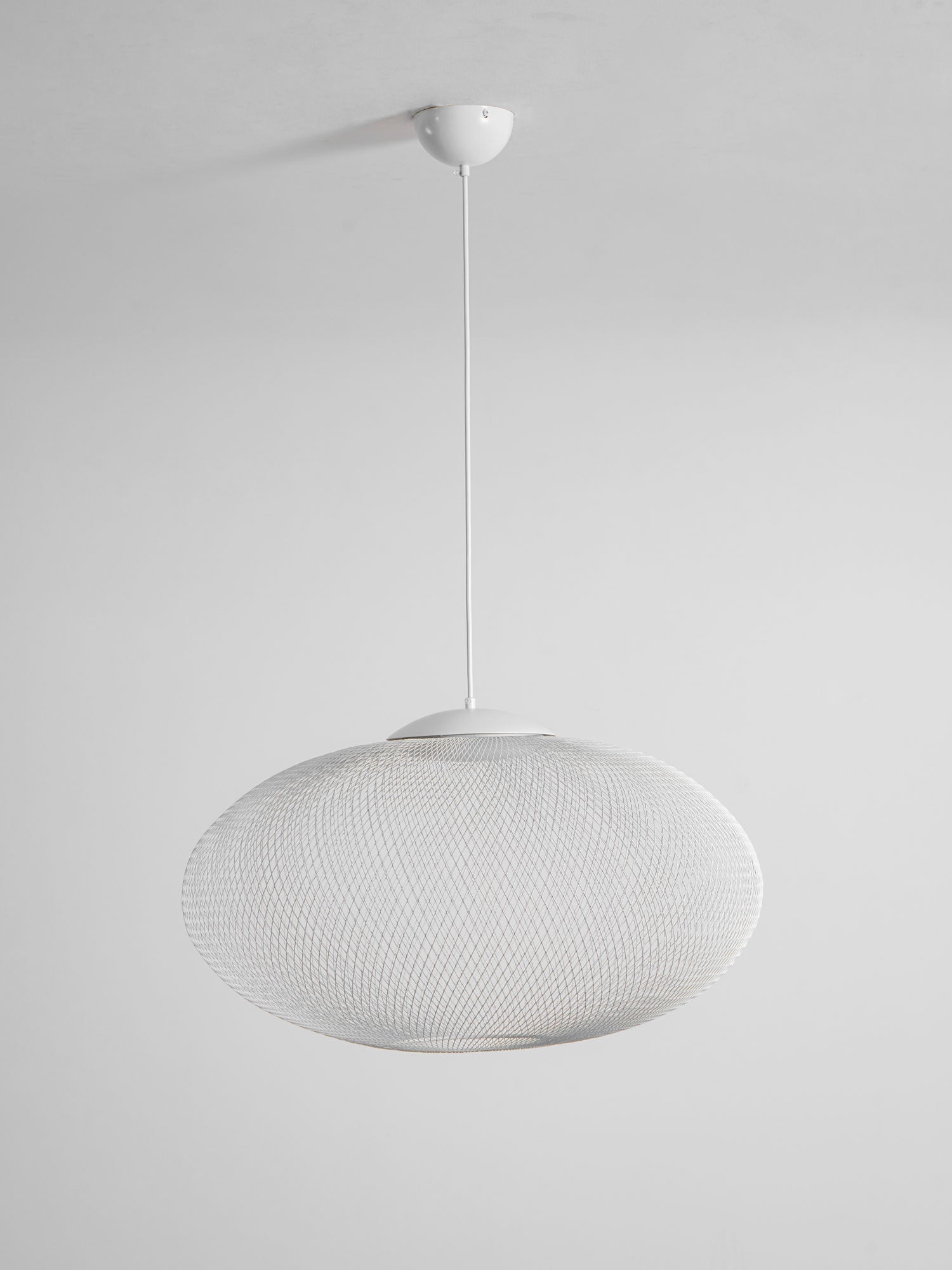 Pendant Light, Latticed Iron Mesh Shade, Black or White, Integrated LED