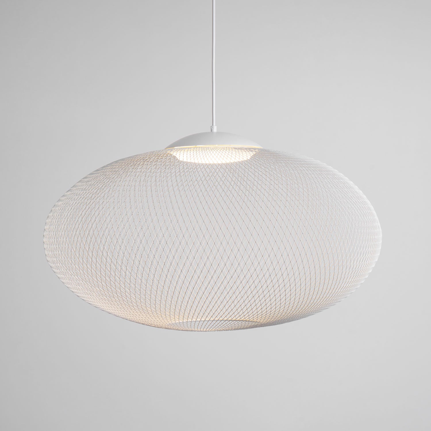 Pendant Light, Latticed Iron Mesh Shade, Black or White, Integrated LED