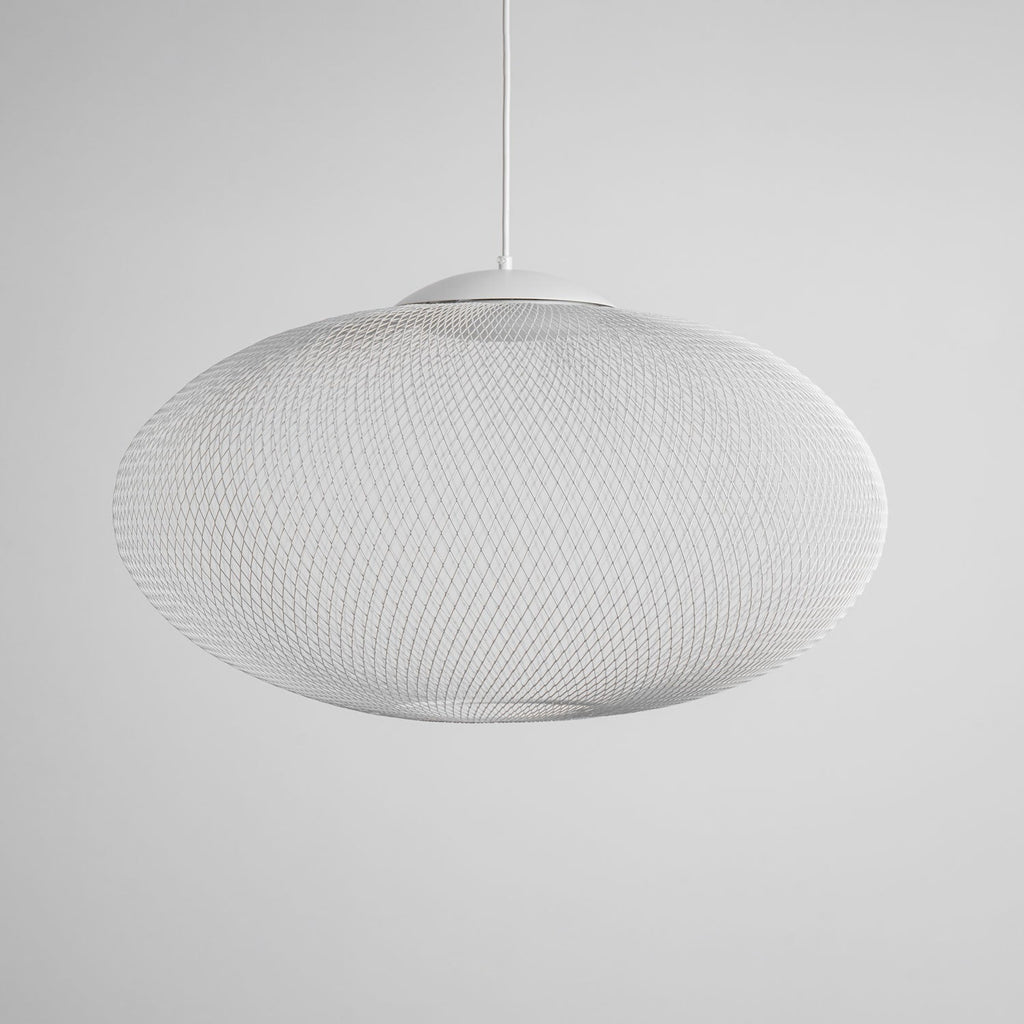 Pendant Light, Latticed Iron Mesh Shade, Black or White, Integrated LED