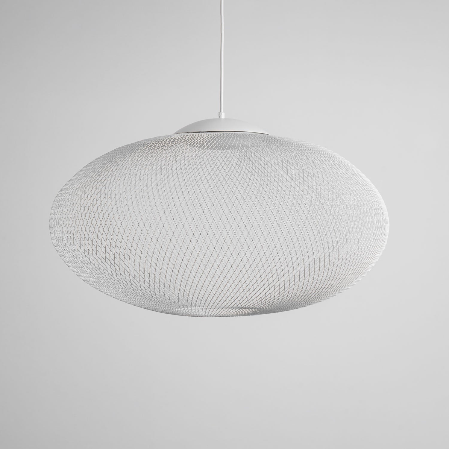 Pendant Light, Latticed Iron Mesh Shade, Black or White, Integrated LED