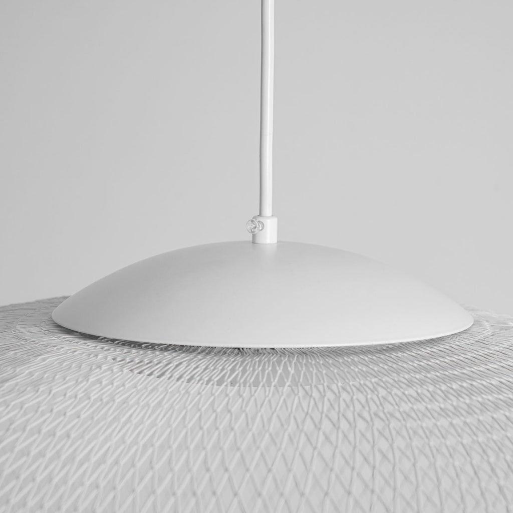 Pendant Light, Latticed Iron Mesh Shade, Black or White, Integrated LED