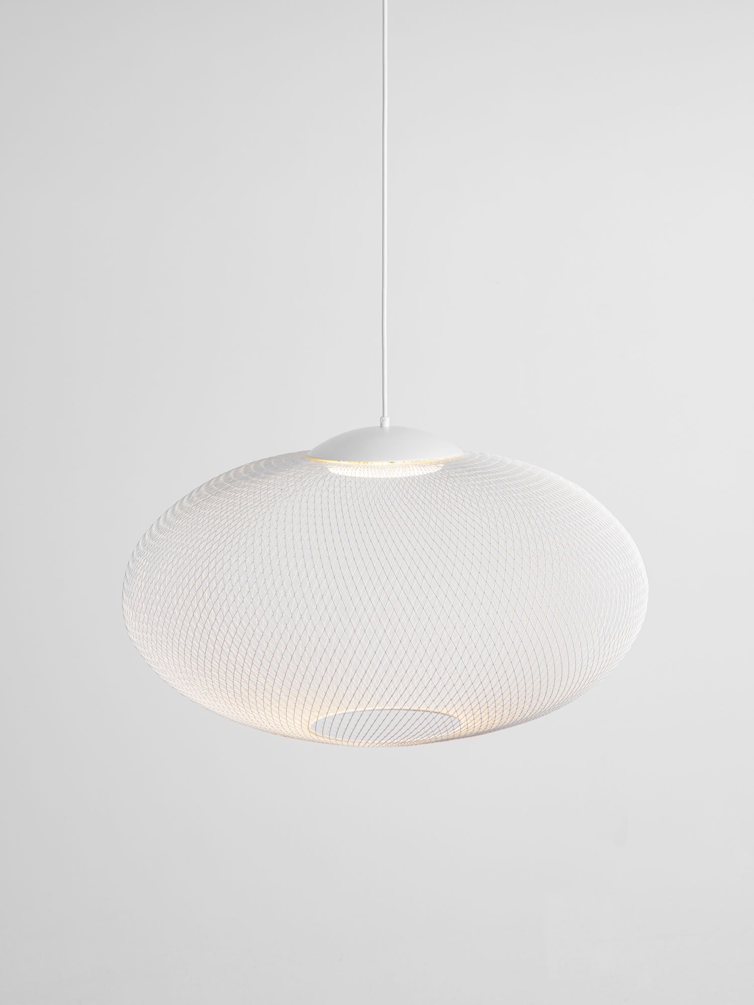 Pendant Light, Latticed Iron Mesh Shade, Black or White, Integrated LED