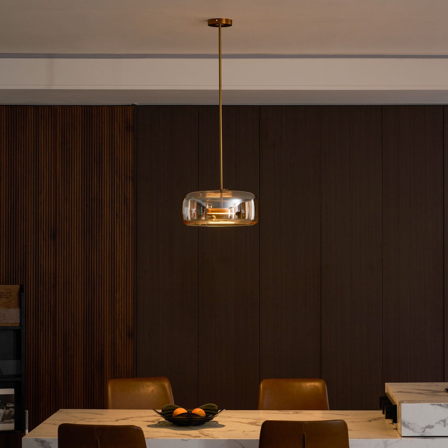 Suspension, dôme en verre soufflé à la main Metro Sphere, LED intégrée, dimmable