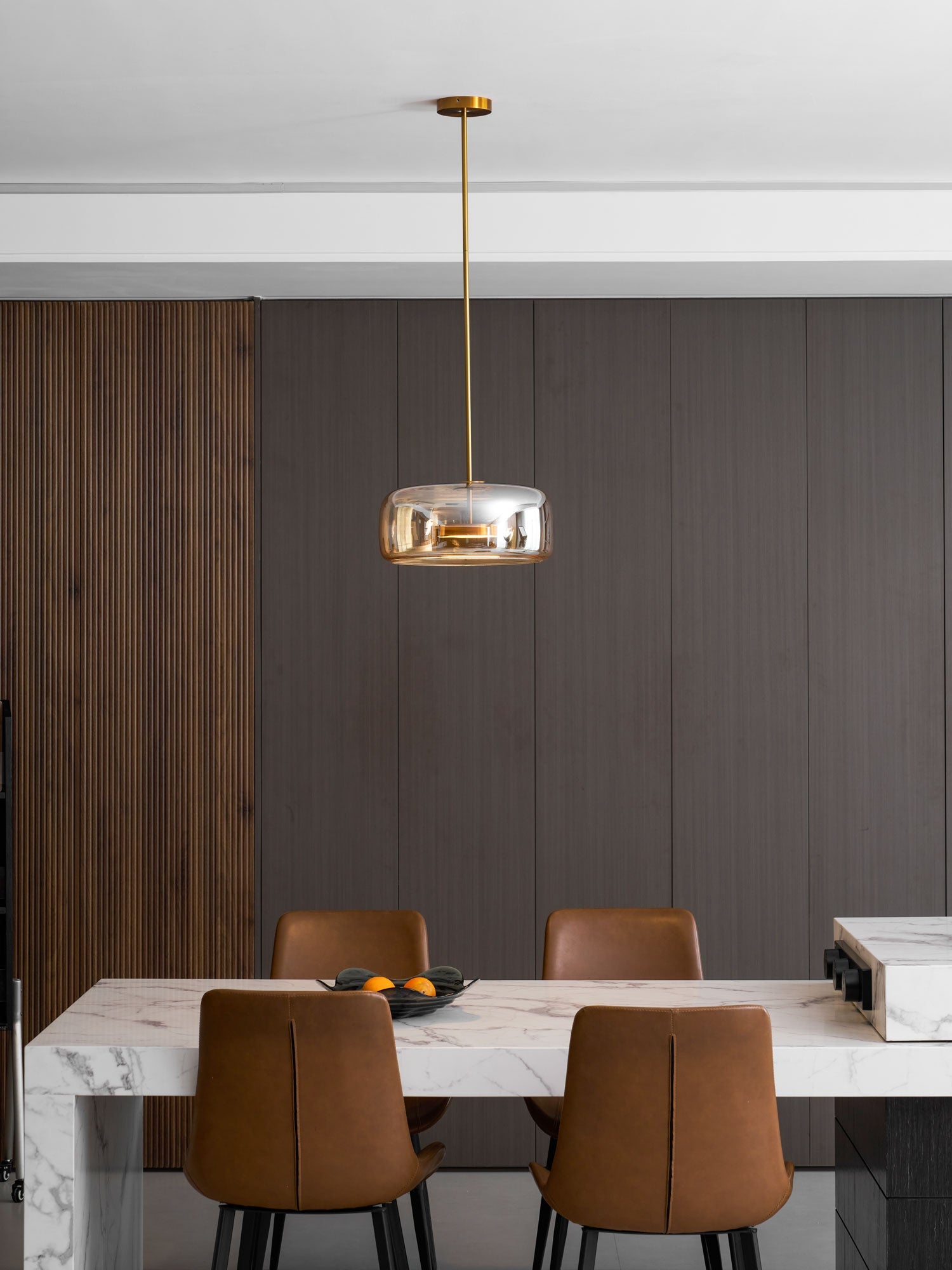 Suspension, dôme en verre soufflé à la main Metro Sphere, LED intégrée, dimmable