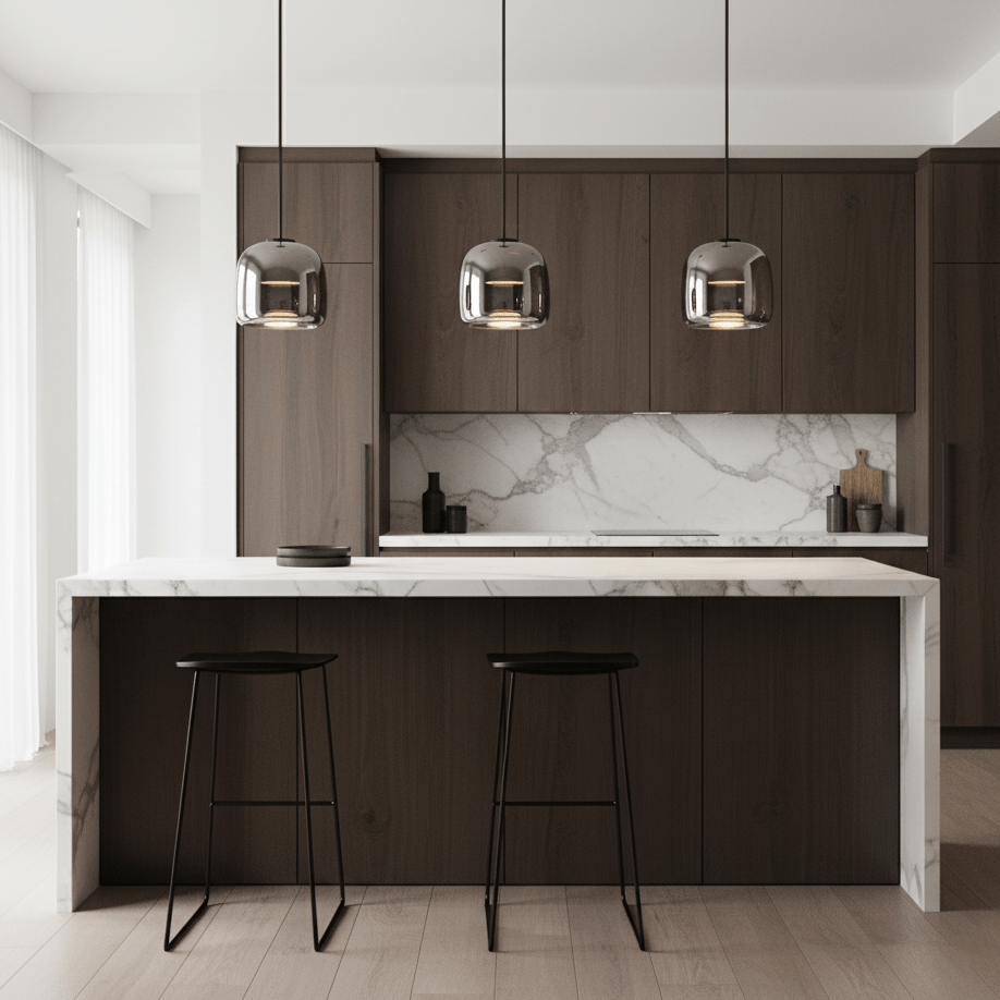 Glass dome pendant light shown against a plain backdrop