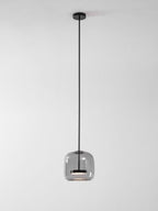 Smoked glass dome pendant light with gold metal canopy