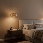 Round glass pendant light shown from above
