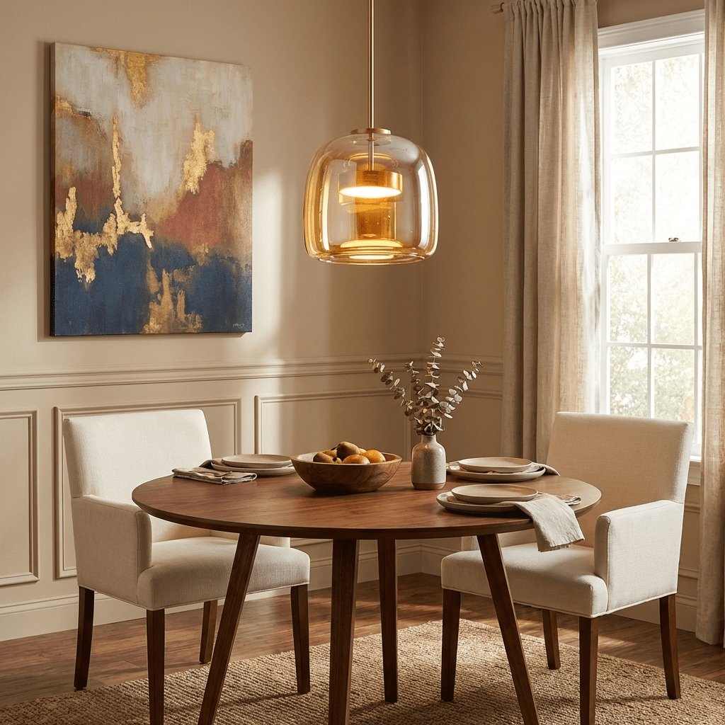 Smoked glass pendant light with metal canopy and hanging rod